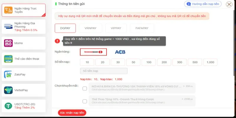 Kiểm tra trạng thái giao dịch và số dư sau khi nạp